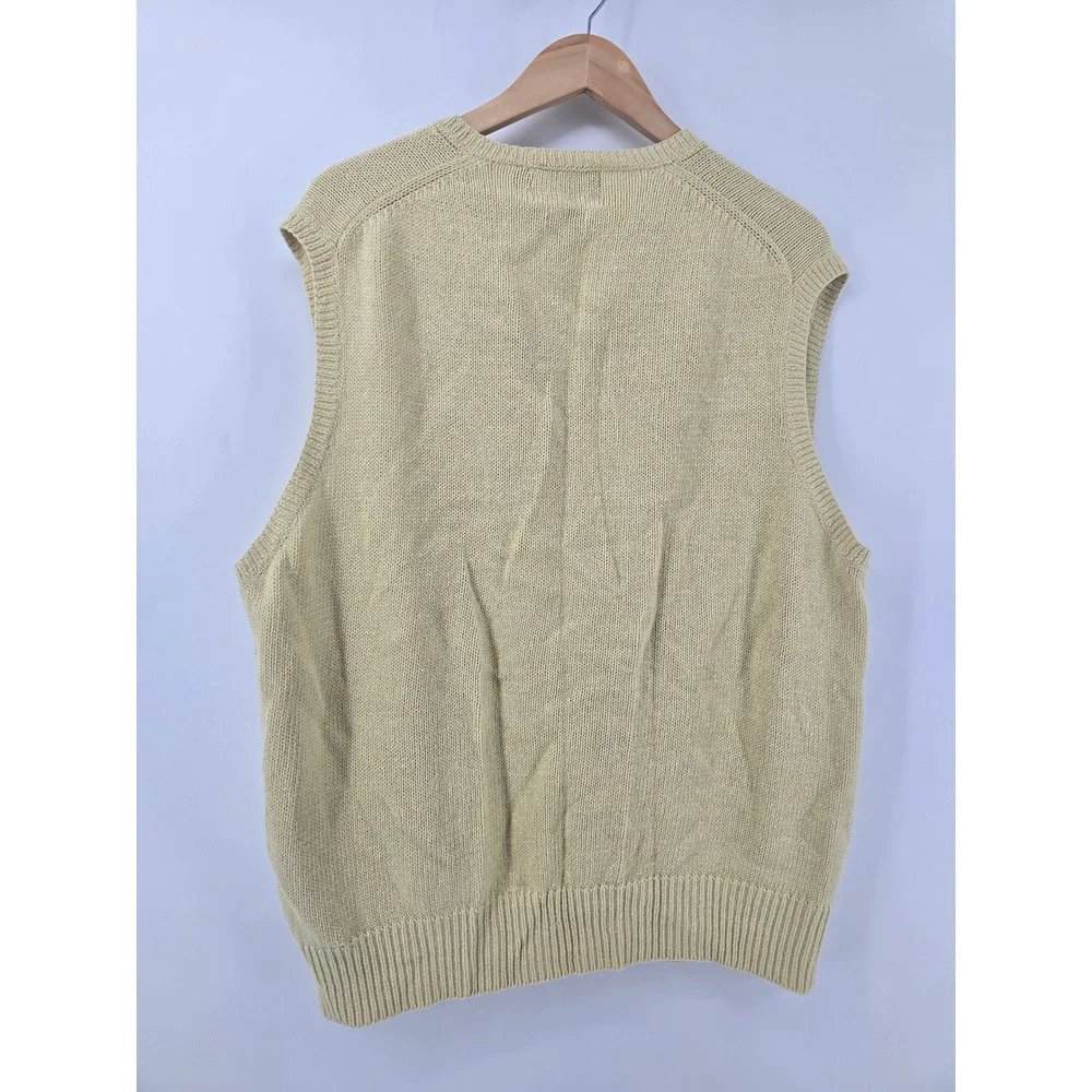 Polo Ralph Lauren Sweater Vest Mens XL Yellow Linen Cotton V-Neck Pony Logo